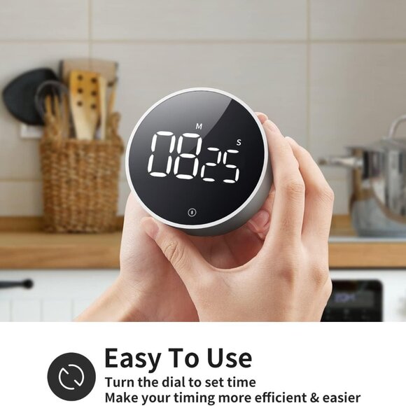 Digital Kitchen Timer - Magnetic Countdown Countup Timer with Large LED Display - Picture 2 of 9